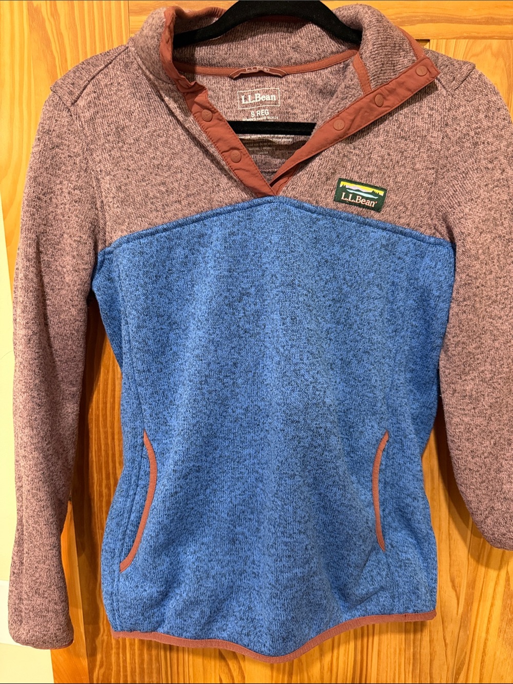 L.L.Bean Two-Tone Fleece Pullover - Blue & Brown